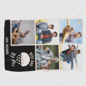 Beste vader op Par Custom 5 Foto Collage Golfhanddoek (Horizontaal)