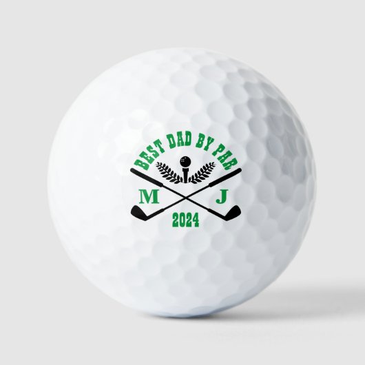 Beste vader op Par Initiaal Monogram Vaderdag Golfballen (Voorkant)