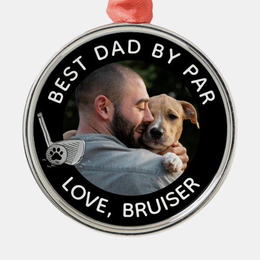 Beste vader op Par Pet Aangepaste Foto Metalen Ornament (Voorkant)
