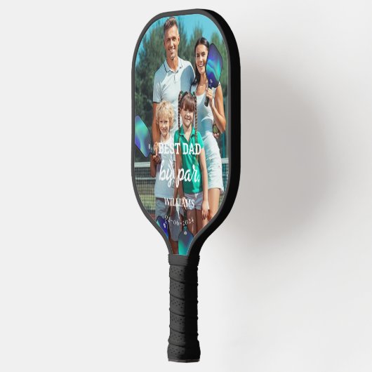 Beste vader op Par Vaderdag Aangepaste Foto Pickleball Paddle (Links)