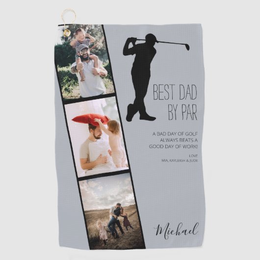 'Beste vader op vader' Foto Keepomwille gepersonal Golfhanddoek (Voorkant)