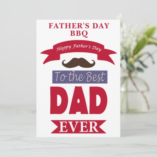 Beste vader op vaderdag Mustache BBQ Kaart (Staand voorkant)