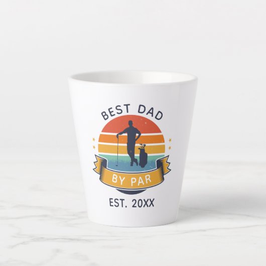 Beste vader op vaderdag Retro Golfing Latte Mok (Voorkant)