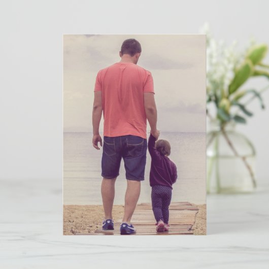 Beste vader op vaderdag Volledige familiefoto Feestdagenkaart (Staand voorkant)