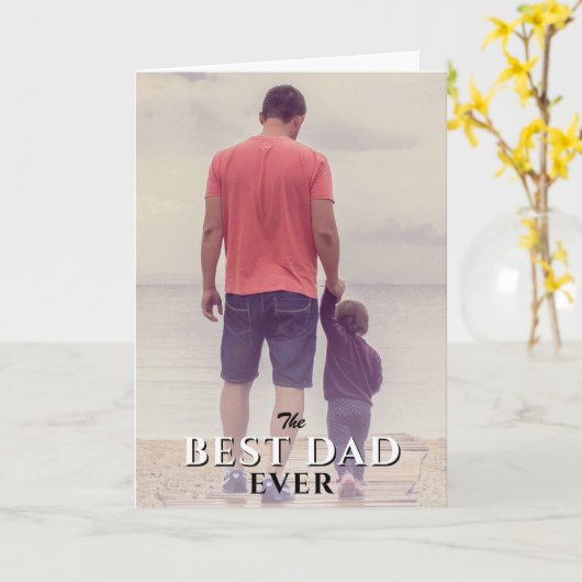 Beste vader op vaderdag Volledige familiefoto Kaart (Gele Bloem)