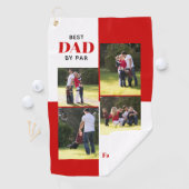 Beste vader op vier foto's rood Vaderdag Golfhanddoek (Insitu)