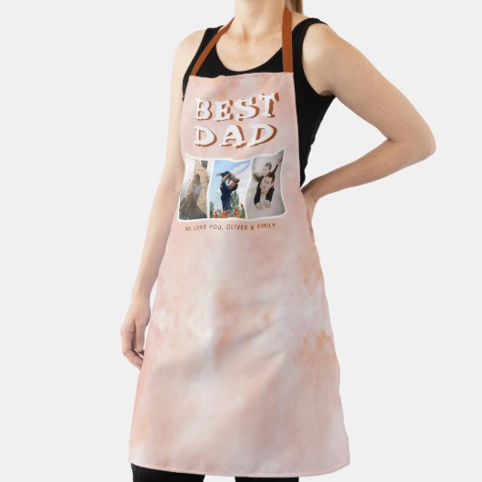 Beste vader Oranje Waterverf 3 Foto's keepomwille Schort (Insitu)