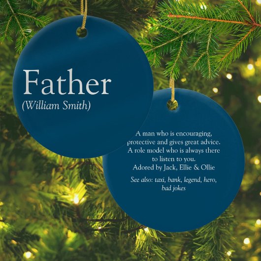 Beste vader, papa, allerbeste vader Definitie Blau Keramisch Ornament