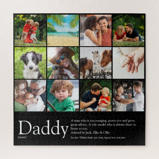Beste vader papa Definition 12 Foto zwart Legpuzzel (Verticaal)