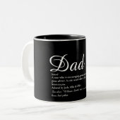 Beste Vader Papa Ever Definitie Script Tweekleurige Koffiemok (Voorkant links)