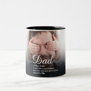 Beste Vader, Papa, Vader Definitie Script Foto Tweekleurige Koffiemok