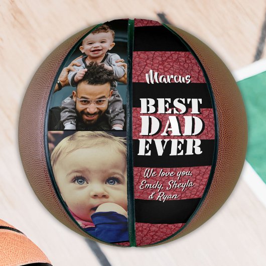 Beste vader rode leren print 2 foto Vaderdag Basketbal
