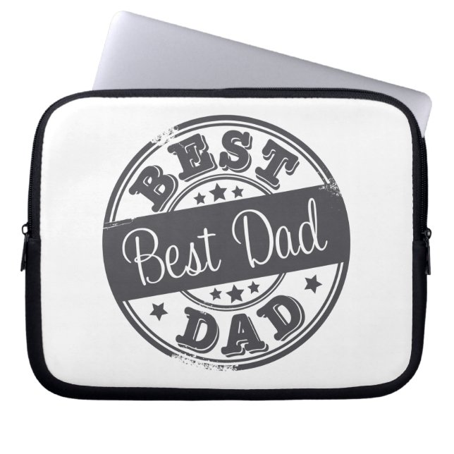 Beste vader - rubberen zegeleffect - laptop sleeve (Voorkant)