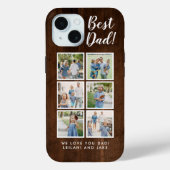 Beste Vader Rustische Houtstructuur 6 Foto Collage Case-Mate iPhone Case (Achterkant)