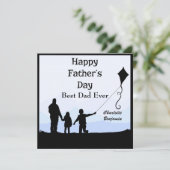 Beste vader Silhouette Names Kite Vaderdag Kaart (Staand voorkant)