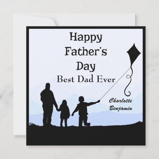 Beste vader Silhouette Names Kite Vaderdag Kaart (Voorkant)