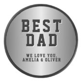 Beste vader Silver Metallic Vader Dag Hockey Puck (Voorkant)
