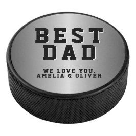 Beste vader Silver Metallic Vader Dag Hockey Puck