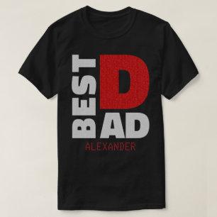 Beste vader Silver Red Glitter-naam Gepersonalisee T-shirt