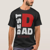 Beste vader Silver Red Glitter-naam Gepersonalisee T-shirt (Voorkant)