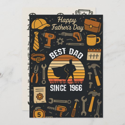  beste vader sinds 1966 cadeaus voor vaders kaart (Voorkant / Achterkant)