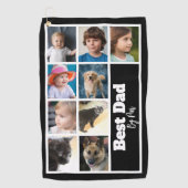 Beste vader Sjabloon 9 Familie Foto Collage Zwart Golfhanddoek (Voorkant)