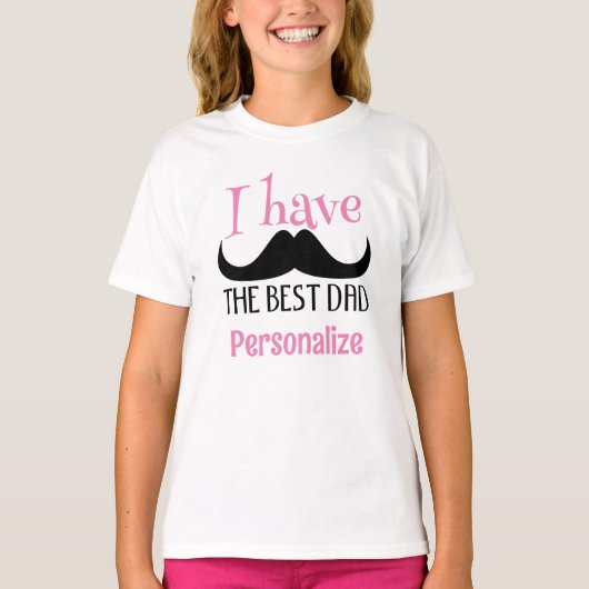 Beste vader snor vaderdag aangepaste roze tekst me t-shirt (Voorkant)