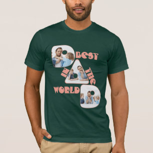 BESTE VADER TER WERELD, 3 foto collage, roos knop T-shirt