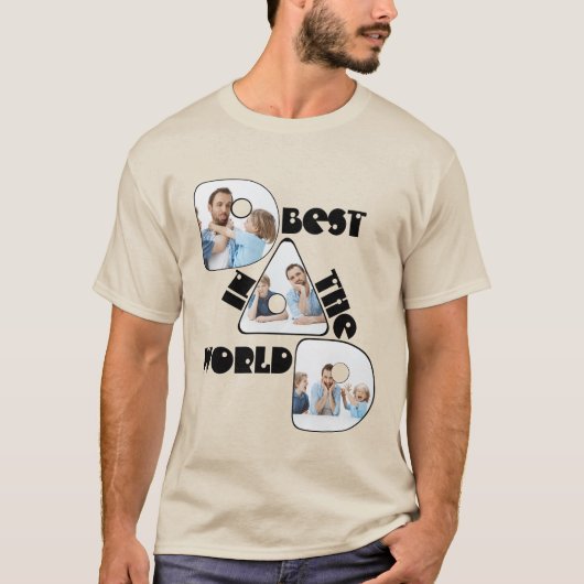 BESTE VADER TER WERELD, 3 foto's collage T-Shirt (Voorkant)
