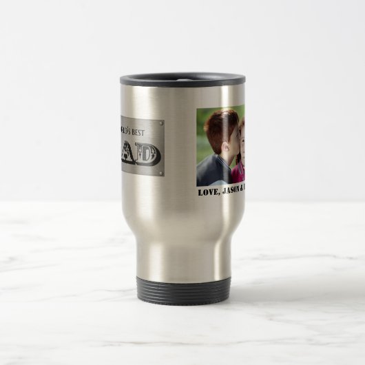 Beste vader ter wereld - aangepaste foto met namen reisbeker (Center)