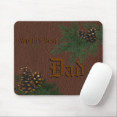 Beste vader ter wereld - Pine Cones en Leather Mou Muismat (Met muis)