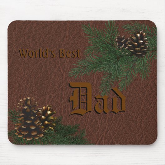 Beste vader ter wereld - Pine Cones en Leather Mou Muismat (Voorkant)