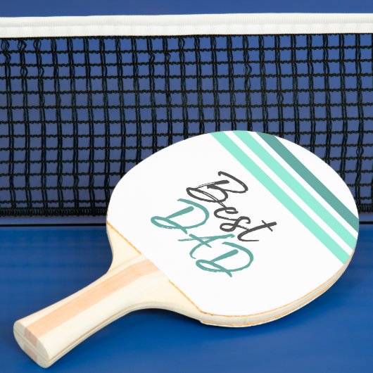 Beste vader Turquoise Modern Script Father Day Tafeltennisbatje (Insitu)