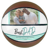 Beste vader Turquoise Modern Typografie Foto Basketbal (Voorkant)