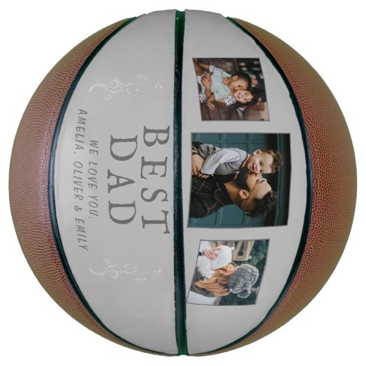 Beste vader Vader Foliage 3 Aangepast fotocollage Basketbal (Verticaal)