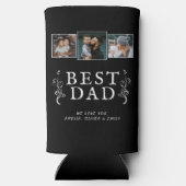 Beste vader Vader Foliage Aangepast 3 Foto Collage Seltzer Blikjeskoeler (Achterkant)