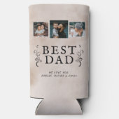 Beste vader Vader Foliage Aangepast 3 Foto Collage Seltzer Blikjeskoeler (Achterkant)