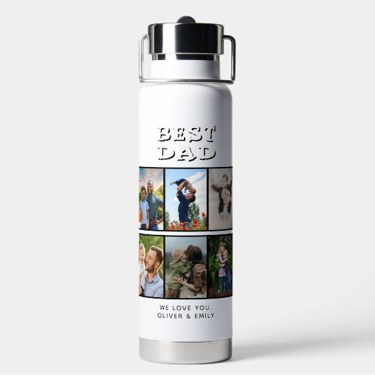 Beste vader Vaderdag 6 foto Waterfles (Achterkant)