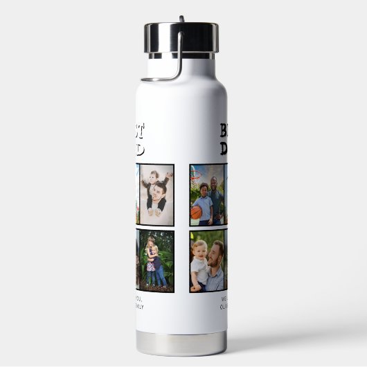 Beste vader Vaderdag 6 foto Waterfles (Rechts)