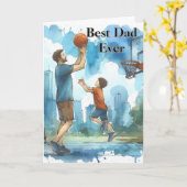 Beste vader Vaderdag basketbal Kaart (Gele Bloem)