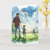 Beste vader Vaderdag honkbal Kaart (Gele Bloem)