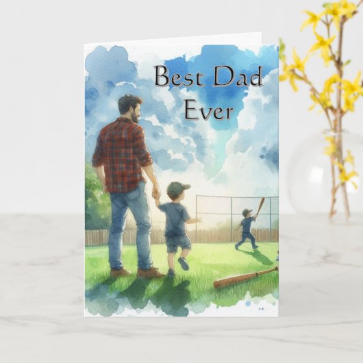 Beste vader Vaderdag honkbal Kaart (Gele Bloem)