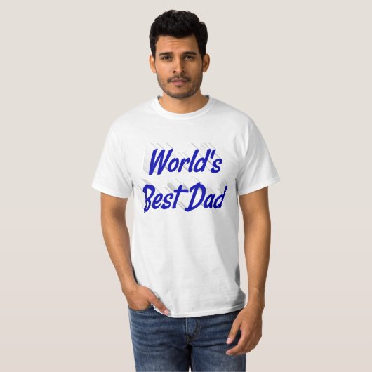 Beste vader vaders Dag blauwe tekst T-shirt (Voorkant volledig)