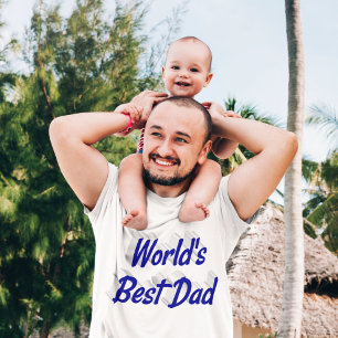Beste vader vaders Dag blauwe tekst T-shirt