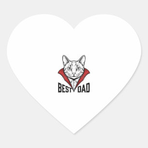 Beste Vader Vampier Kat Vintage Gravure Ontwerp_1 Hart Sticker
