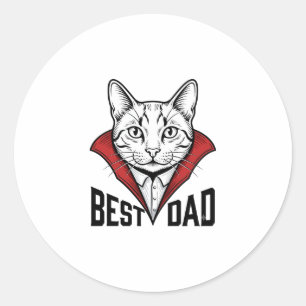 Beste Vader Vampier Kat Vintage Gravure Ontwerp_1 Ronde Sticker
