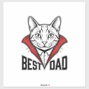 Beste Vader Vampier Kat Vintage Gravure Ontwerp_1 Sticker