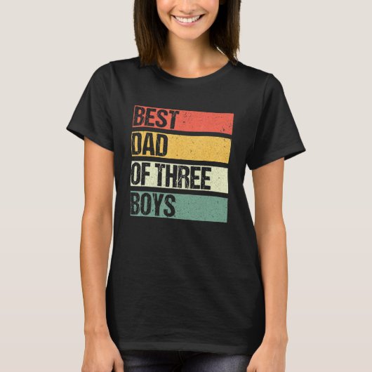 beste vader van 3 drie jongens papa vaders da t-shirt (Voorkant)