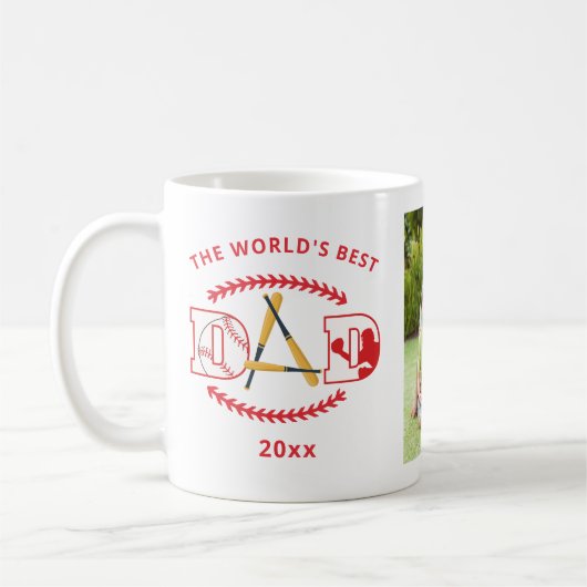 Beste vader van Baseball Aangepaste Fotonaam ter w Koffiemok (Links)