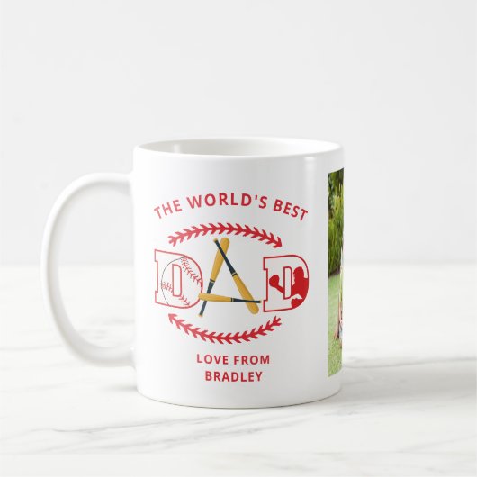 Beste vader van Baseball Aangepaste Fotonaam ter w Koffiemok (Links)